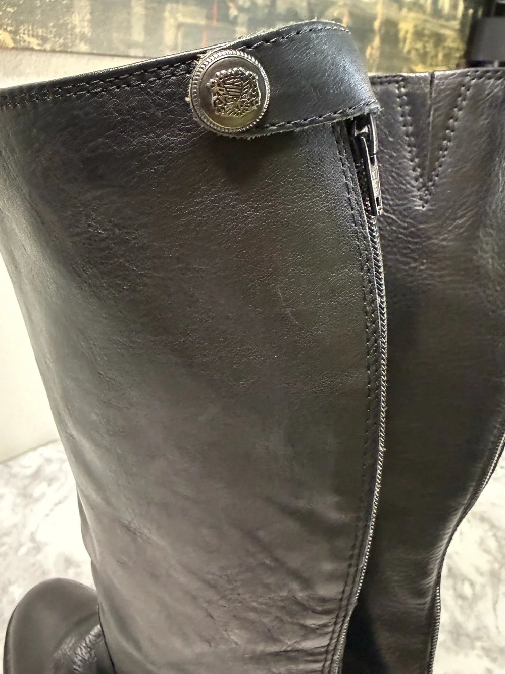 Arturo Chiang Classic Black soft Leather Knee High Women's Riding Boots Sz 8 MW